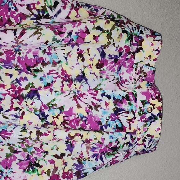 CAbi Eden Floral Multicolor Shortsleeve Wrap Top - Picture 9 of 10